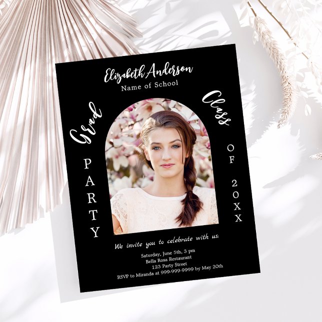 Black white arch photo Graduation Party invitation (Creator Uploaded)