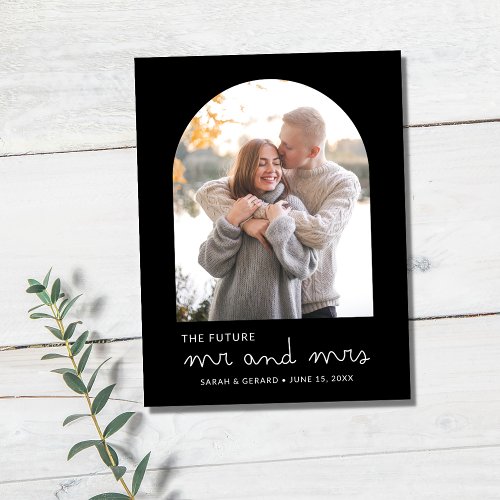 Black White Arch Photo Wedding Save the Date Announcement Postcard