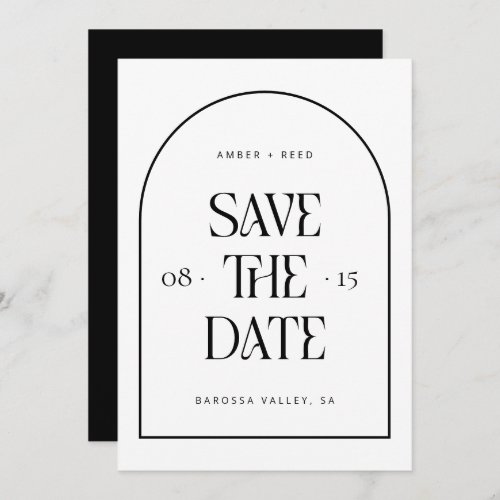 Black  White Arch Retro Minimal Modern Font  Save The Date