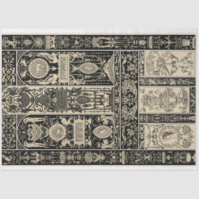 Black & white architectural baroque decoupage pape tissue paper (Front)