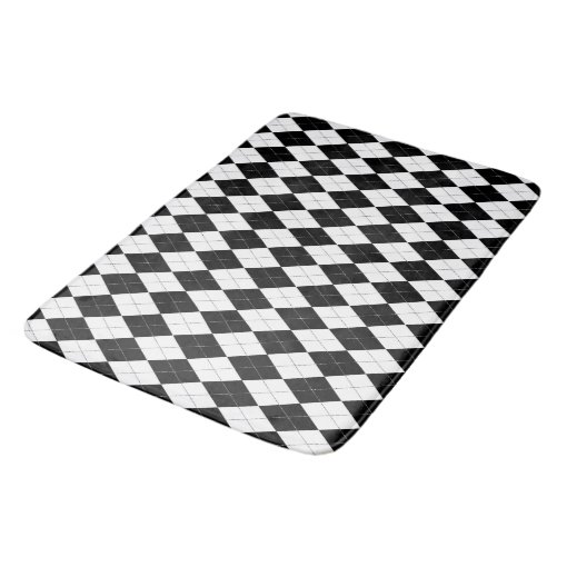 Black White Argyle Pattern Bath Mat Zazzle