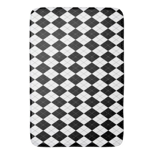 Black White Argyle Pattern Bath Mat Zazzle
