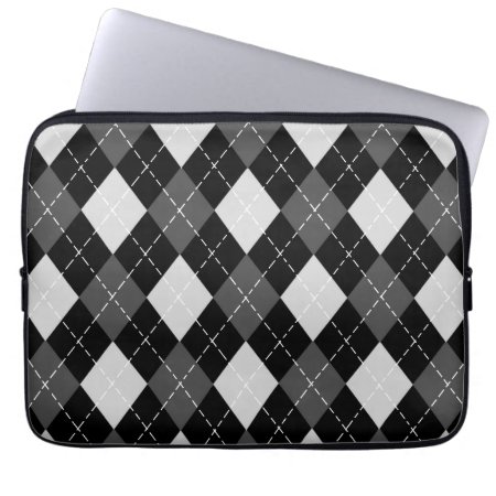 Black & White Argyle Pattern  Laptop Sleeve