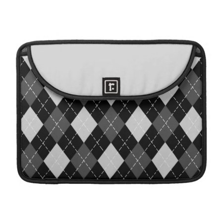 Black & White Argyle Pattern Macbook Flap Sleeve