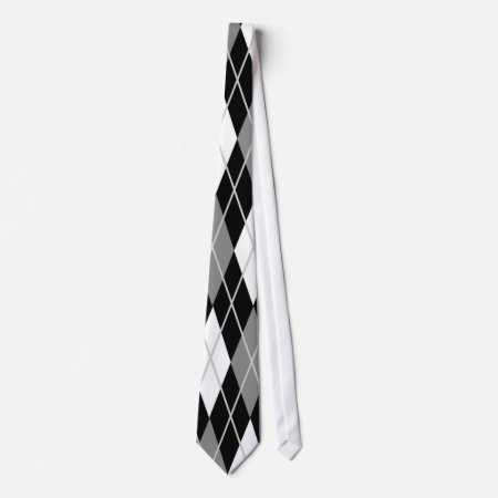 Black White Argyle Tie