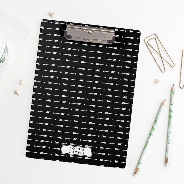 Black & White Arrows Personalized Clipboard (Creator Uploaded)