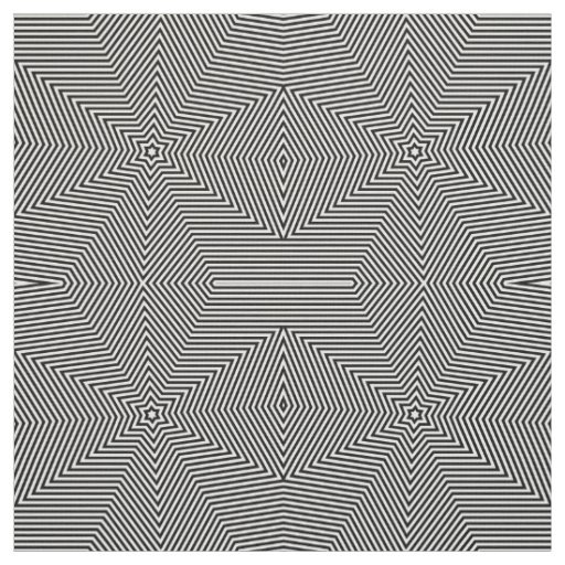 Black White Arrows Stars Geometric Print Fabric