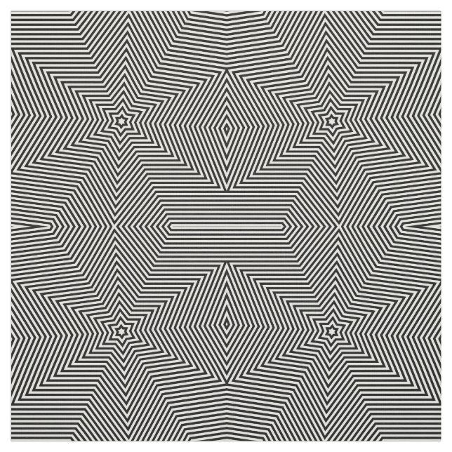 Black White Arrows Stars Geometric Print Fabric (Swatch)