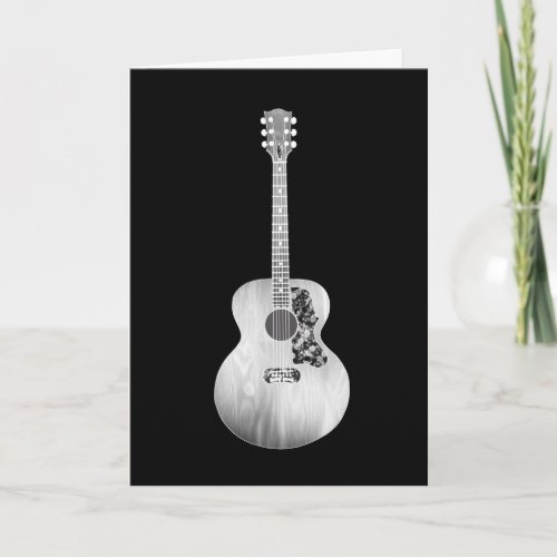 Black White Art Acoustic Guitar Musical Instrument Card