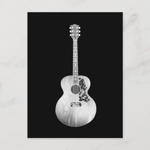 Black White Art Acoustic Guitar Musical Instrument Postcard