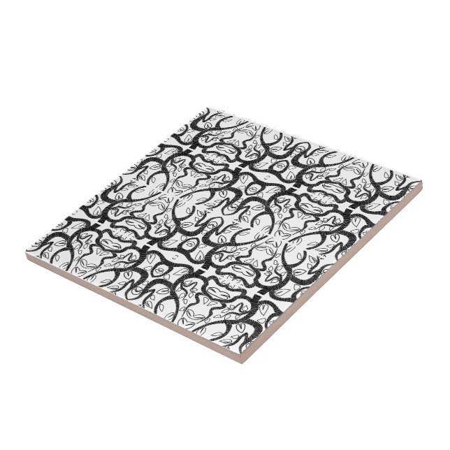 Black & White Art - Customizable - Add Color Ceramic Tile (Side)