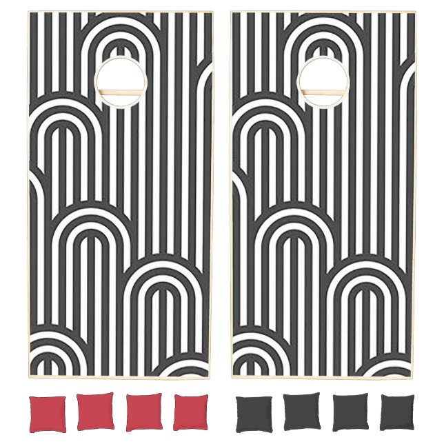 “Black & White Art Deco” Corn Hole Set (Set)