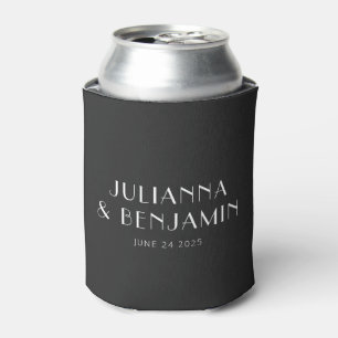 Black White Art Deco Modern Personalized Wedding Can Cooler