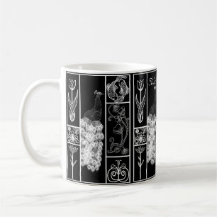 Black & white art deco stylized customizable coffee mug