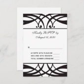Black White Art Deco Wedding RSVP Card (Front/Back)