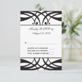 Black White Art Deco Wedding RSVP Card (Standing Front)