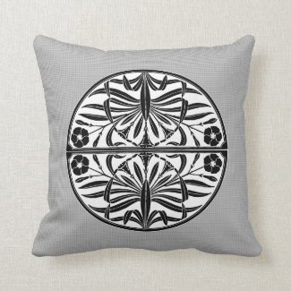 Black & White Art Nouveau Throw Pillow