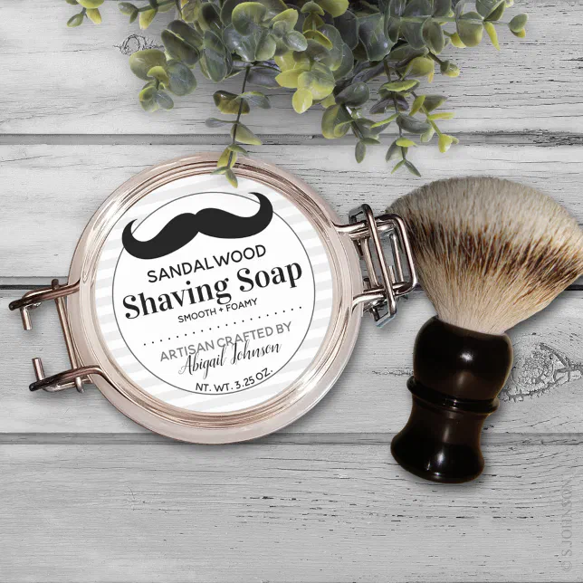 Black & White Artisan Crafted Shaving Soap Label Zazzle
