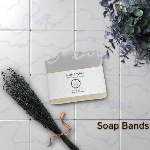 Black  White Artisan Soap Band Wrap Packaging