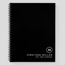 Black White Artist Sketchbook Monogram Notebook