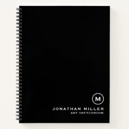 Black White Artist Sketchbook Monogram Notebook