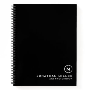 Black White Artist Sketchbook Monogram Notebook