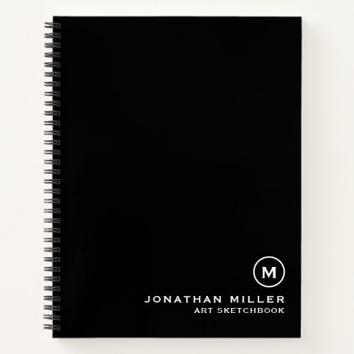 Black White Artist Sketchbook Monogram Notebook
