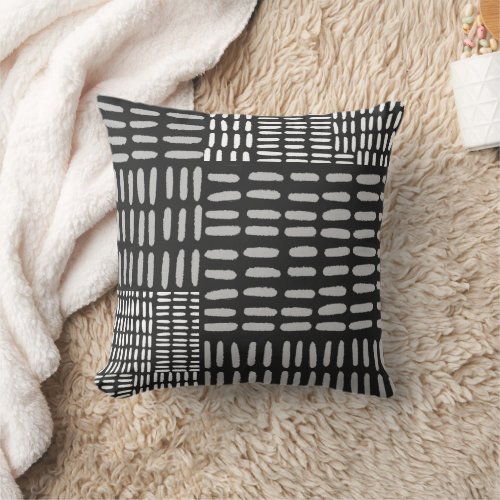 Black  White Artistic Line Art Throw Pillow