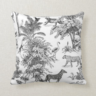Black & White Asian Toile Pattern Throw Pillow