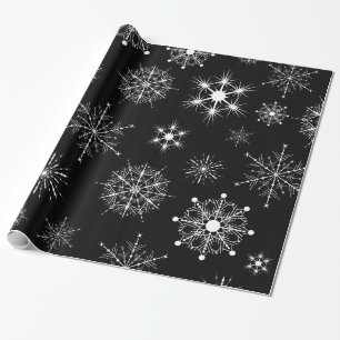 Black & White Assorted Christmas Snowflakes Wrapping Paper