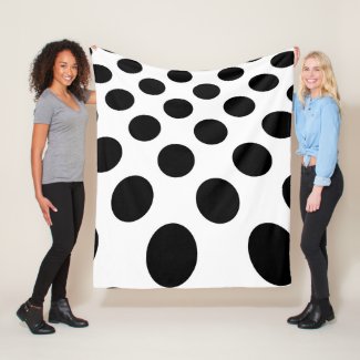 Black & white asymetric polka dots, perspective fleece blanket