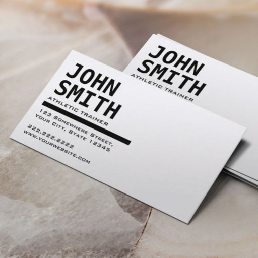 Customizable Black &amp; White Athletic Trainer Business Card