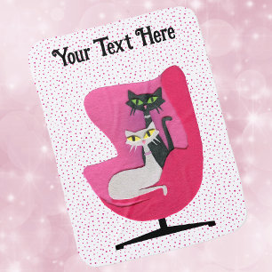 Black White Atomic Cats Pink Chair Polka Dots Baby Blanket