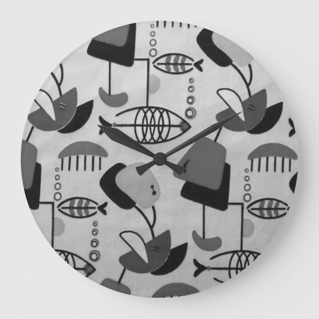 Black & White Atomic Patten Acrylic Wall Clock (Front)