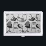 Black & White Atomic Pattern Business Card Holder<br><div class="desc">This Black and White Atomic Pattern Business Card Holder is black and white and retro all over. The design features a replica of a vintage 1950's fabric, as seen through the lens of a black and white television program. The modern art shapes include everything from the abstract to the fish!...</div>