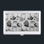Black & White Atomic Pattern Business Card Holder<br><div class="desc">This Black and White Atomic Pattern Business Card Holder is black and white and retro all over. The design features a replica of a vintage 1950's fabric, as seen through the lens of a black and white television program. The modern art shapes include everything from the abstract to the fish!...</div>
