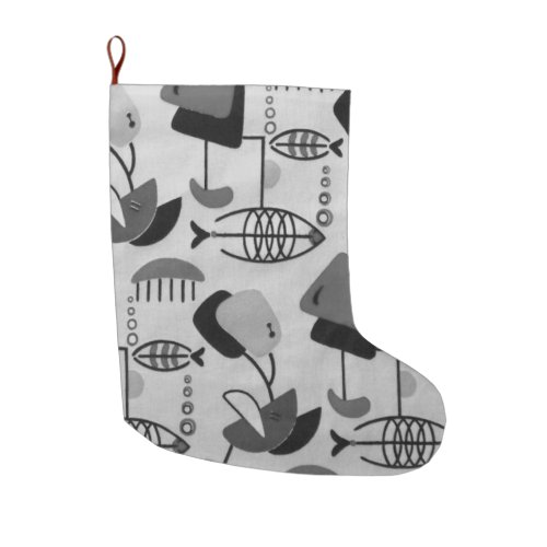 Black  White Atomic Pattern Christmas Stocking