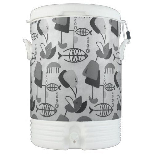 Black  White Atomic Pattern Igloo Beverage Cooler