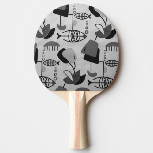 Black  White Atomic Pattern Ping Pong Paddle