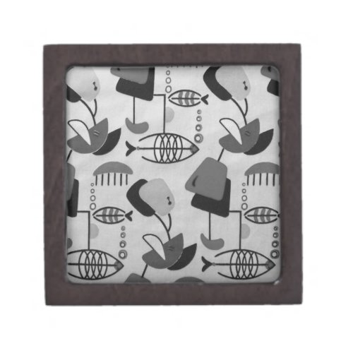 Black  White Atomic Pattern Wooden Gift Box