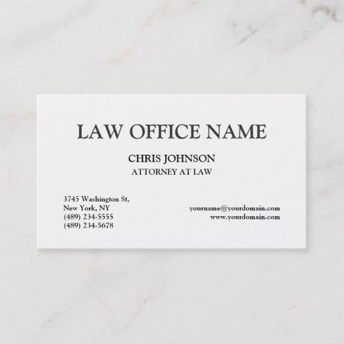 Black  White Attorney at Law Business Card