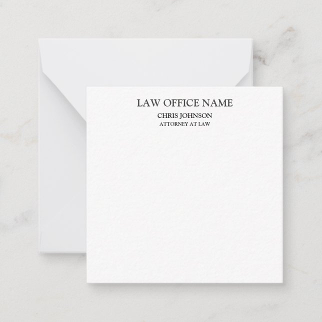 Black White Attorney at Law Business Profile Note Card (Front)