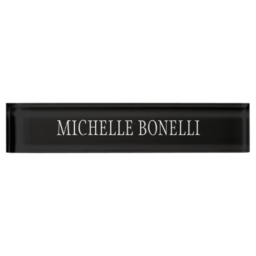 Black White Attractive Charming Business Nameplate