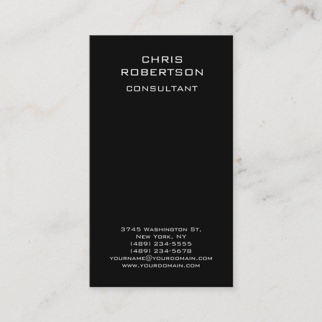 Black White Attractive Vertical Chic Business Card (Front)