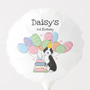 Black White Aussiedoodle Dog Birthday Party Balloon