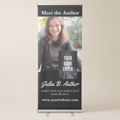 Black  White Author Book Signing and Book Launch Retractable Banner