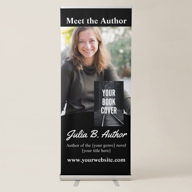 Black & White Author Book Signing and Book Launch Retractable Banner (Front)