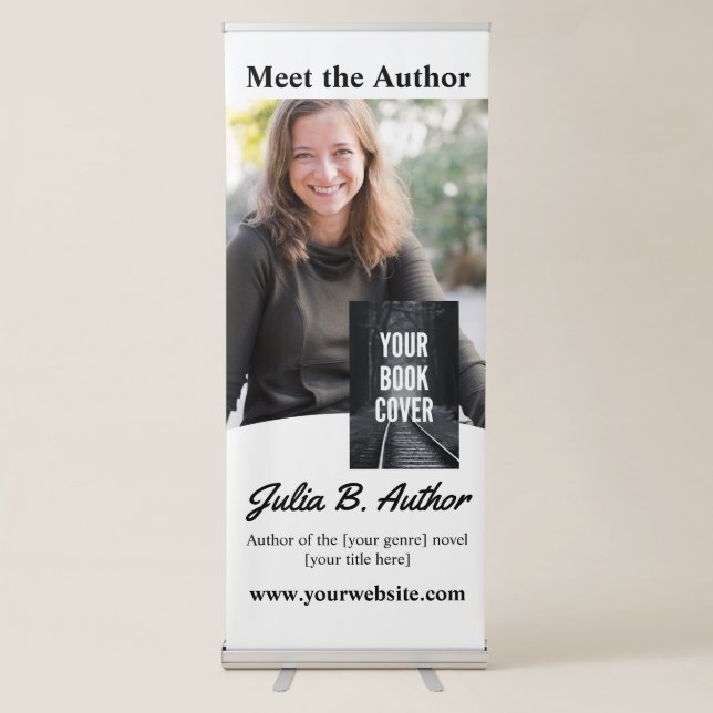Black & White Author Book Signing and Book Launch Retractable Banner (Front)