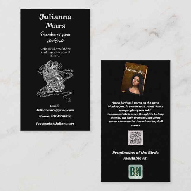 Black White Author's Promotional  Business Card (Front/Back)