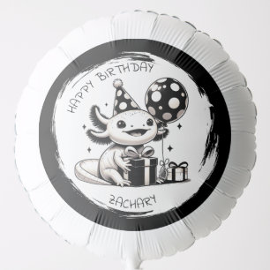 Black & White Axolotl Birthday Party Personalized Balloon